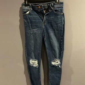 American Eagle Outfitters Women's Blue Distressed Jeans